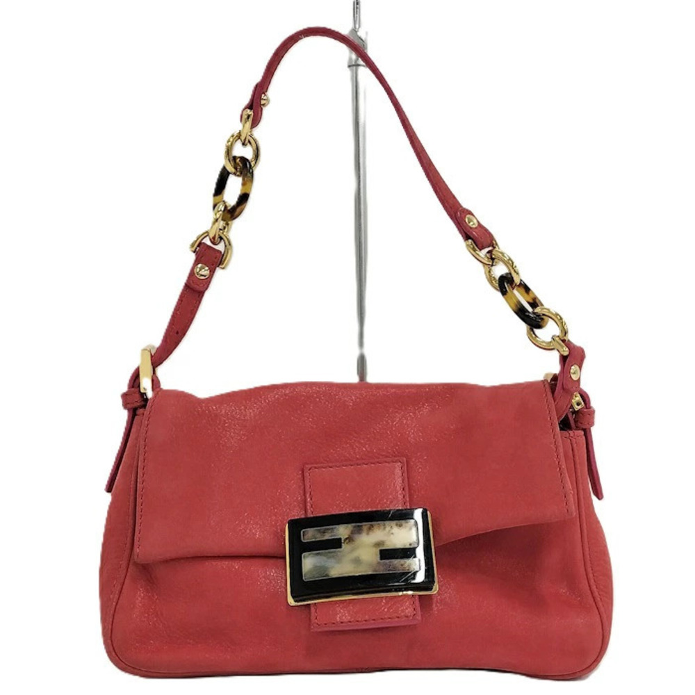 Fendi Shoulder Bag Handbag Mamma Bucket Leather Red
